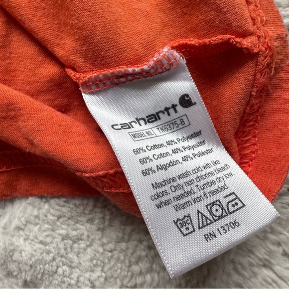 Carhartt |  Exotic Orange Heather Short-Sleeve Pocket T-Shirt | Size Small - Picture 6 of 9